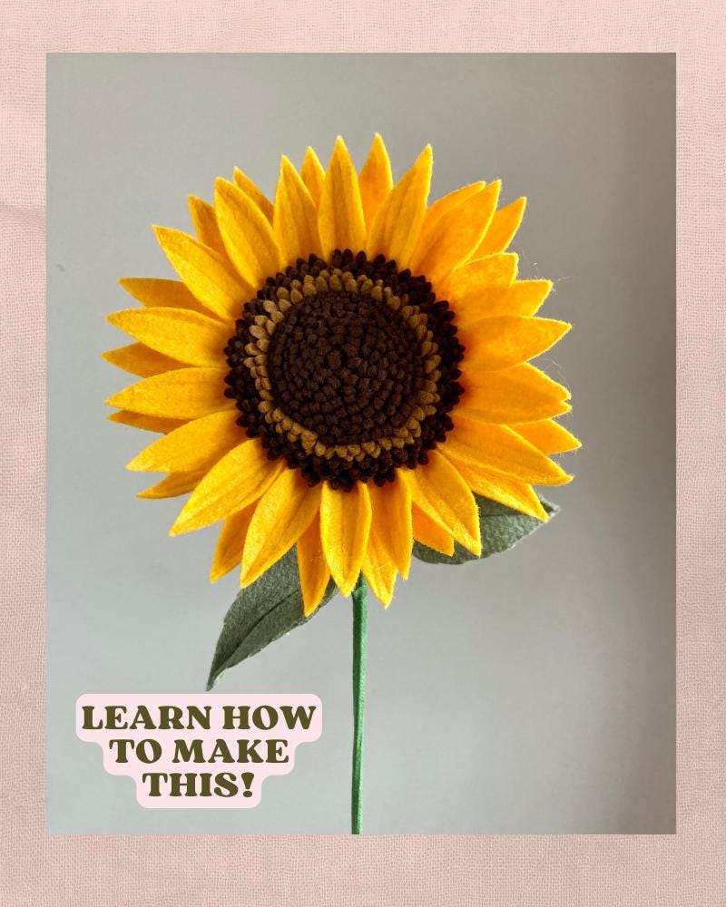 Felt Sunflower SVG and PDF Pattern and Tutorial, Digital Download