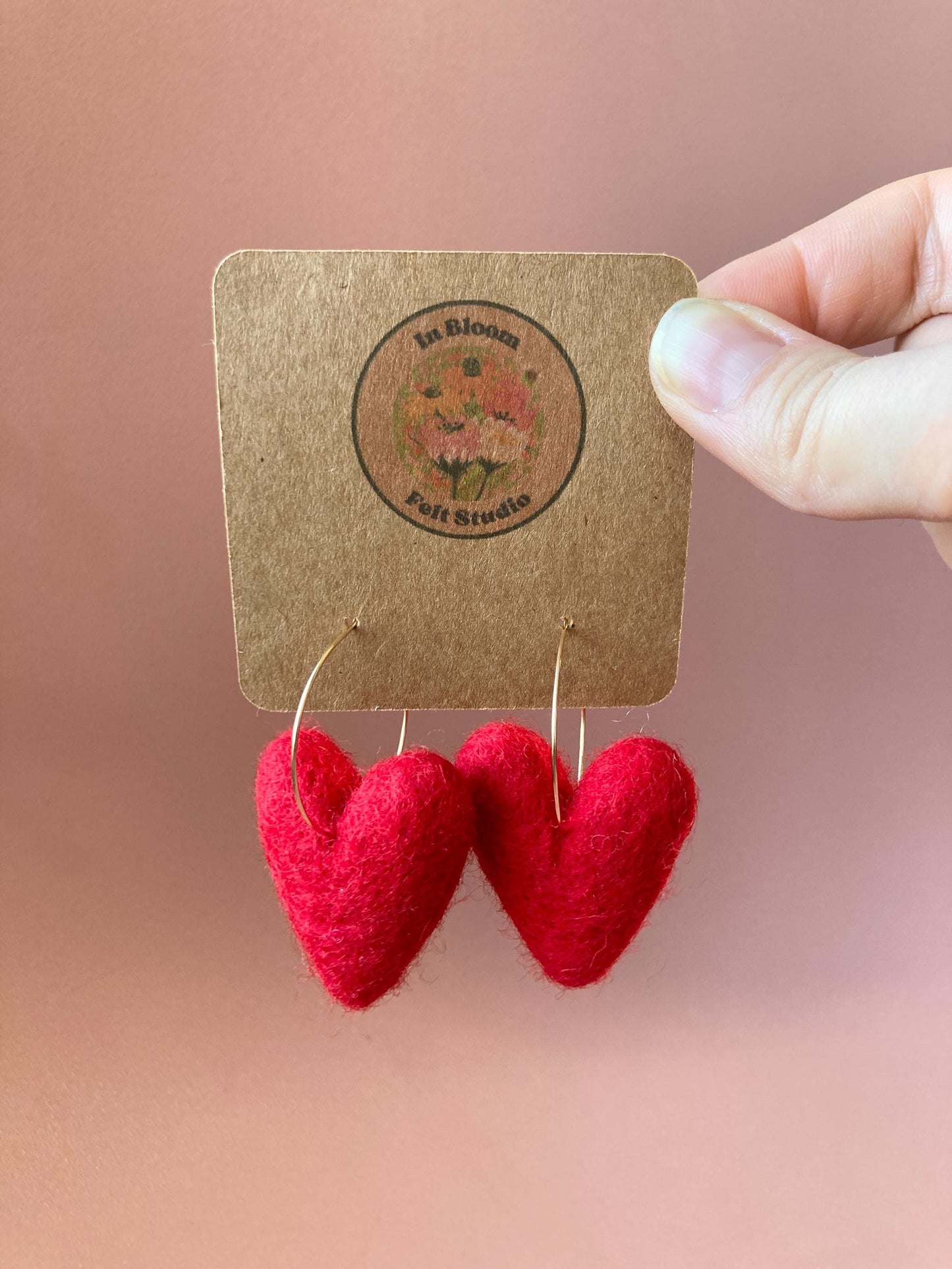 Valentine's Sweetheart Felt Earrings, Multiple Color Choices