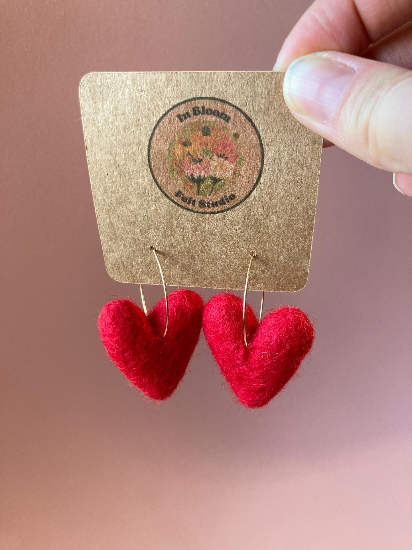 Valentine's Sweetheart Felt Earrings, Multiple Color Choices
