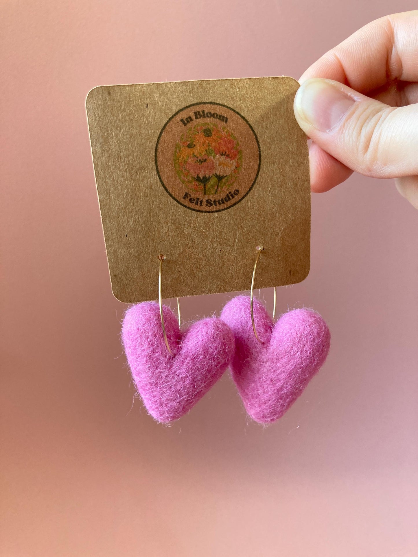 Valentine's Sweetheart Felt Earrings, Multiple Color Choices