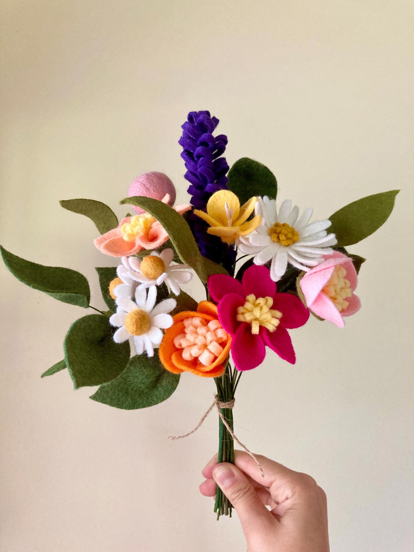 Felt Wildflower Bouquet: Handmade Wool Blend Artificial Flowers