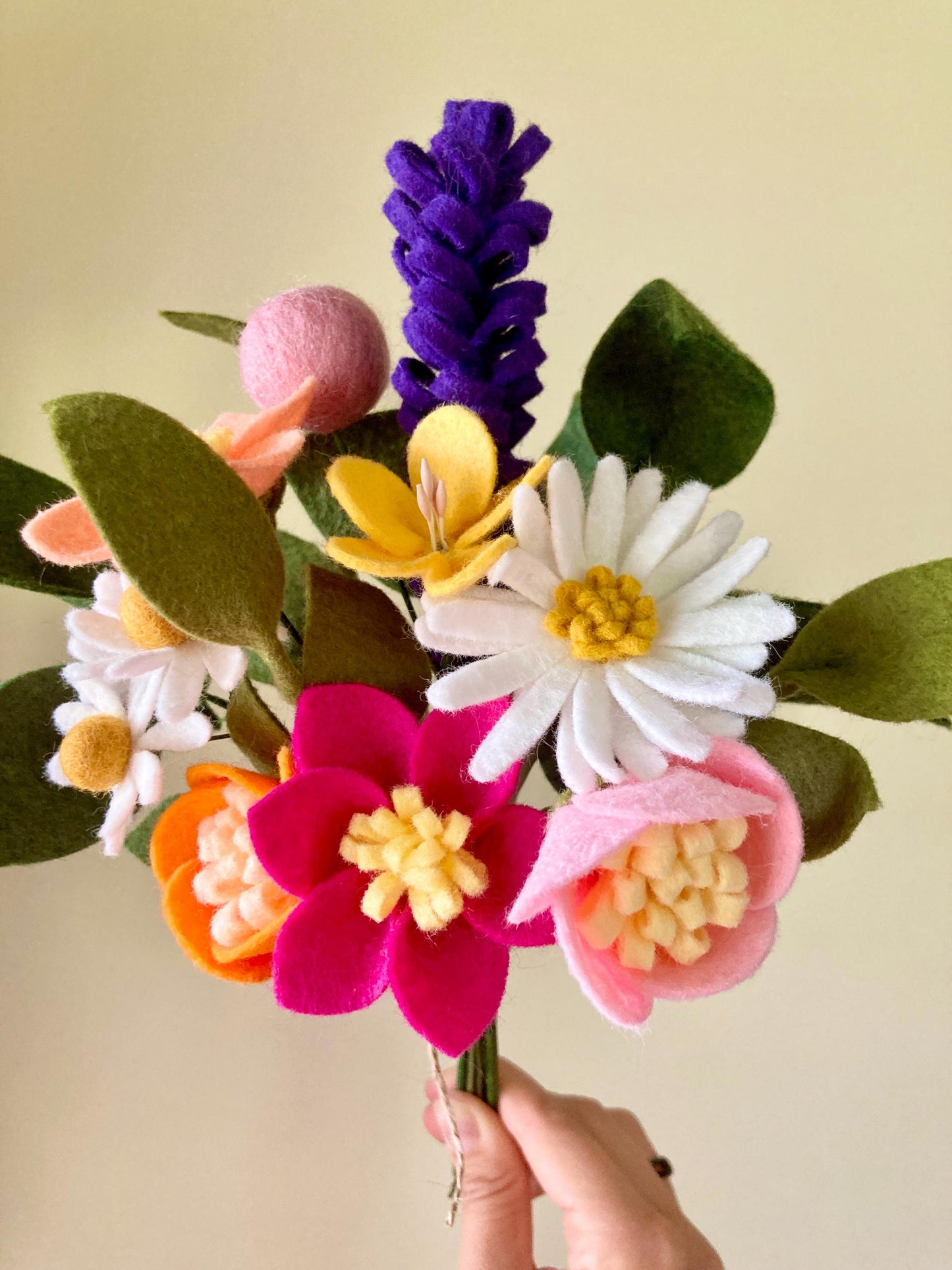 Felt Wildflower Bouquet: Handmade Wool Blend Artificial Flowers