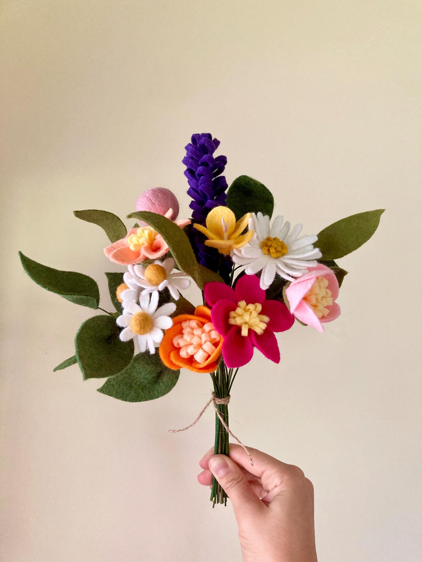Felt Wildflower Bouquet: Handmade Wool Blend Artificial Flowers