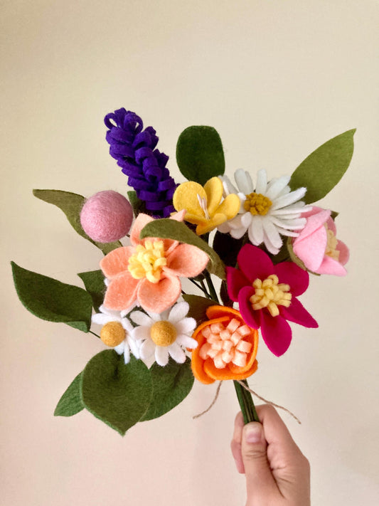 Felt Wildflower Bouquet: Handmade Wool Blend Artificial Flowers