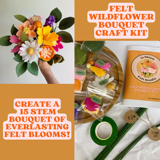 Felt Flower Bouquet Craft Kit, Felt Wildflowers Bundle