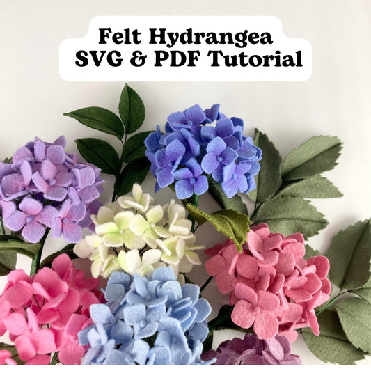 Felt Hydrangea SVG and PDF Pattern and Tutorial, Digital Download